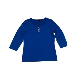 Nordstrom BYdesign Aurora 3/4 Sleeve Knit Top Blue Ring Detail NWT Womens S